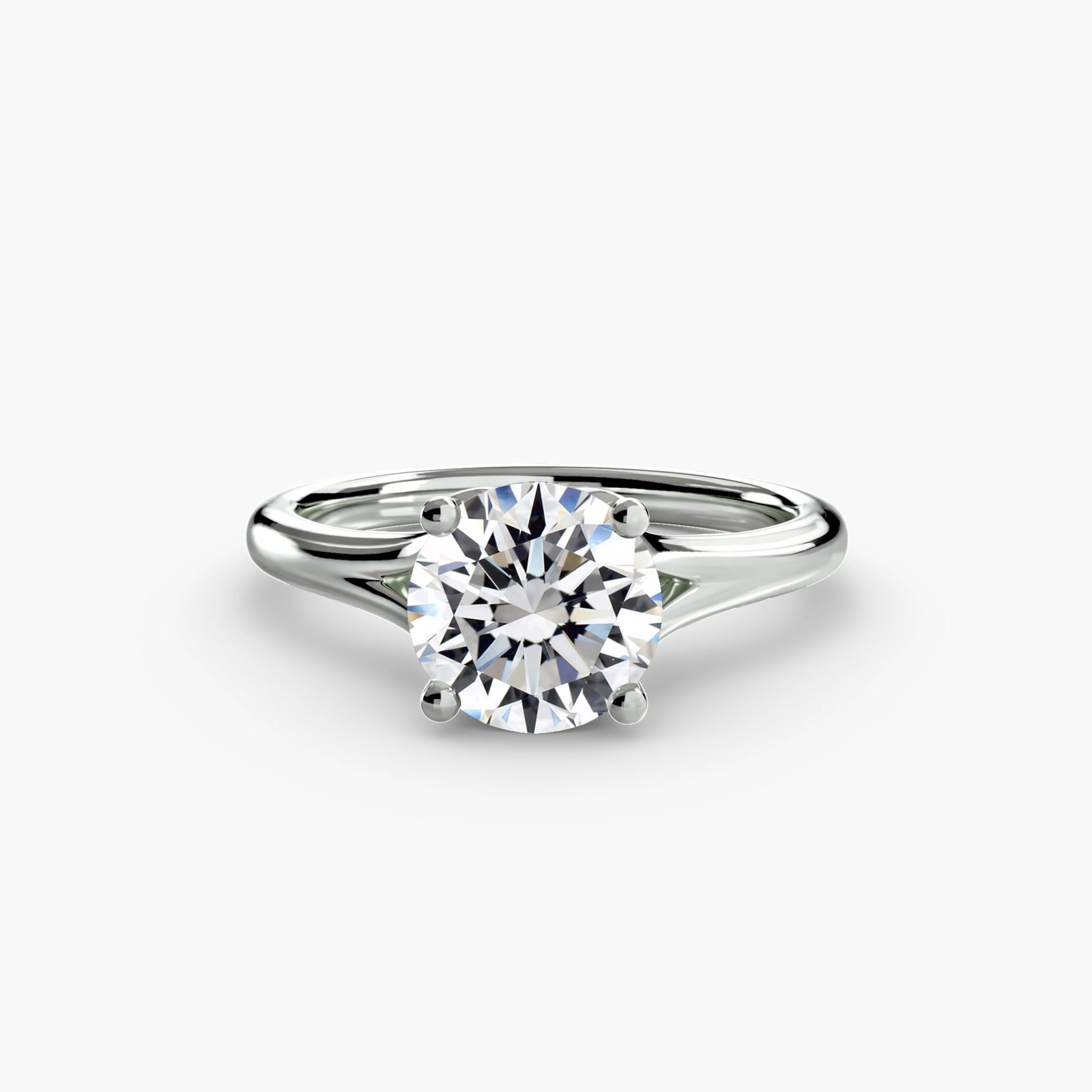 Solitaire Round 14Kt White Gold Ring Setting - 2