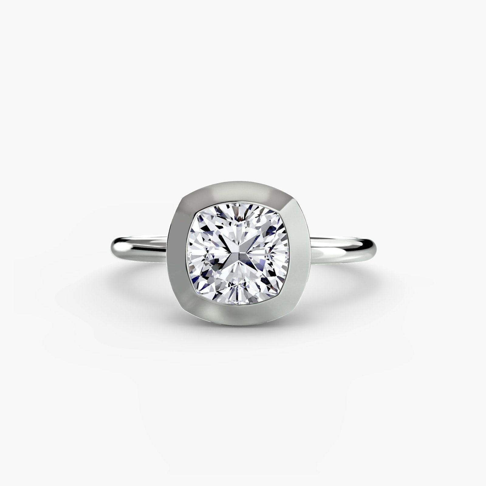 Solitaire Cushion 14Kt White Gold Ring Setting - 2