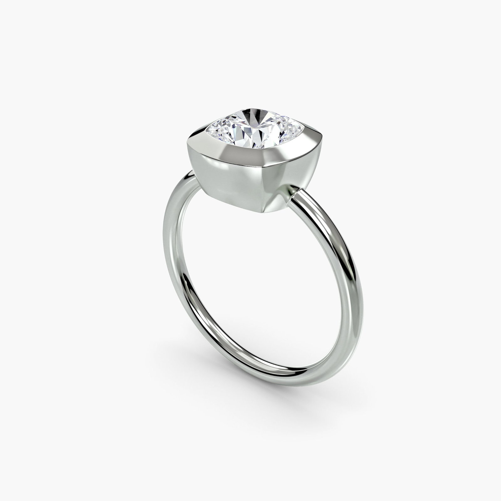 Solitaire Cushion 14Kt White Gold Ring Setting - 5