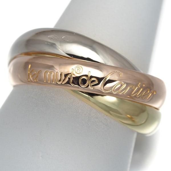 Cartier 18k Rose Gold Yellow White Classic Trinity 3Color Ring Eu47 (1 of 3)