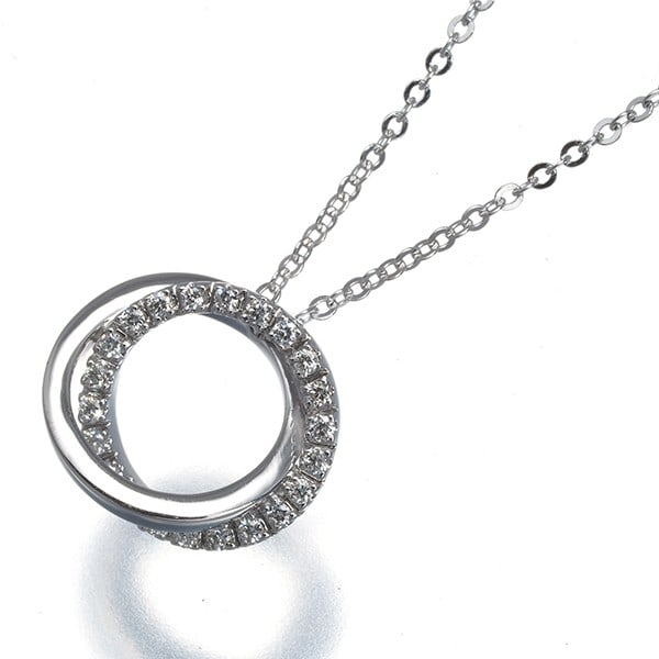 Vendome Necklace Diamond Double Circle 18K 750 White Gold: Vendome Necklace Diamond Double Circle 18K 750 White Gold Elegant and sophisticated, this 18k white gold Vendome necklace showcases two natural diamonds in a stunning double circle design. Crafted