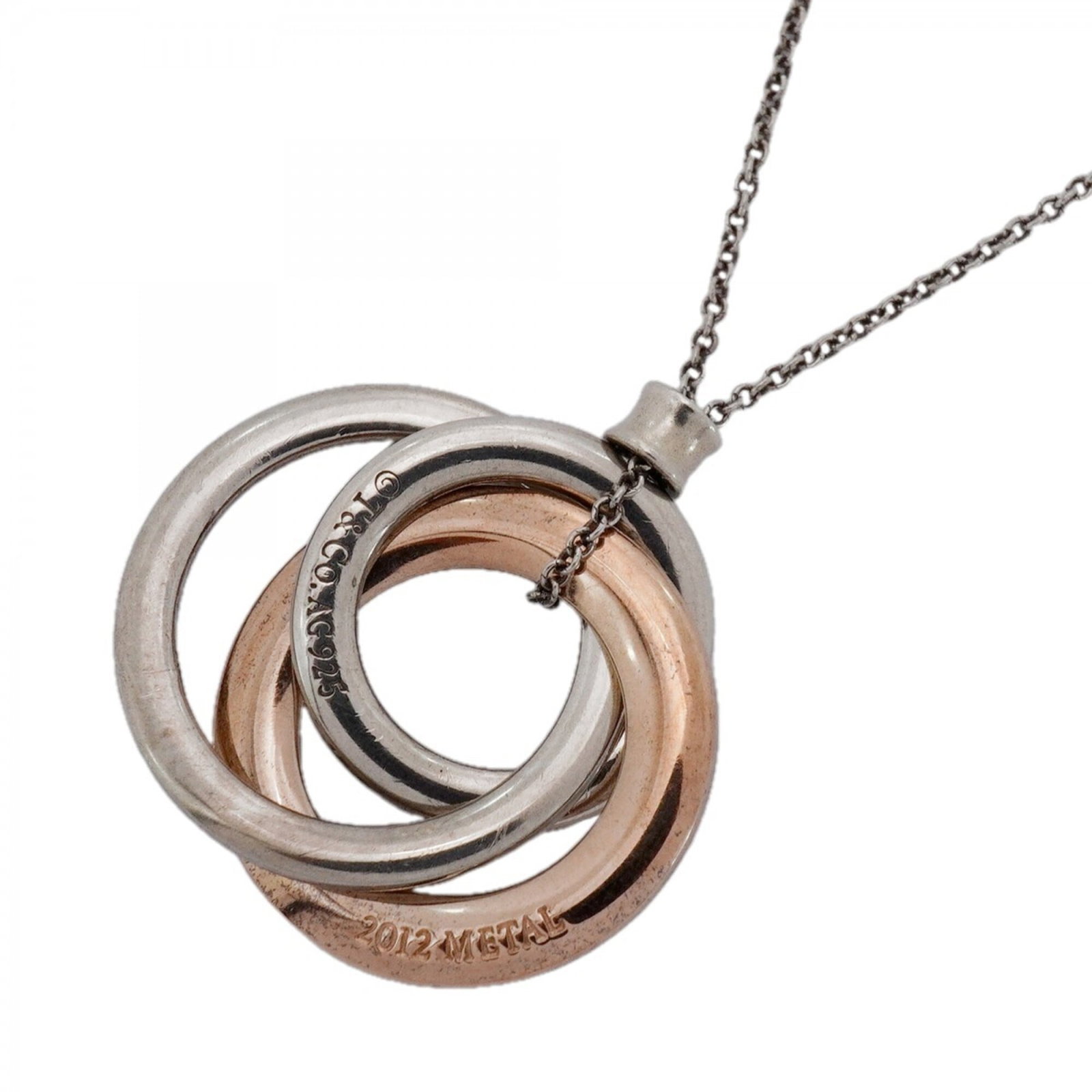 Tiffany & Co. Necklace 1837 Interlocking Sterling Silver 925 Rubedo Metal Women's (1 of 9)