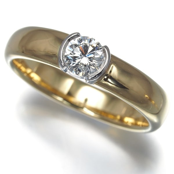 Tiffany&Co. Ring Diamond 0.32Ct Dots Solitaire Us6-6.25 18K Yg/ Pt 950 (1 of 5)