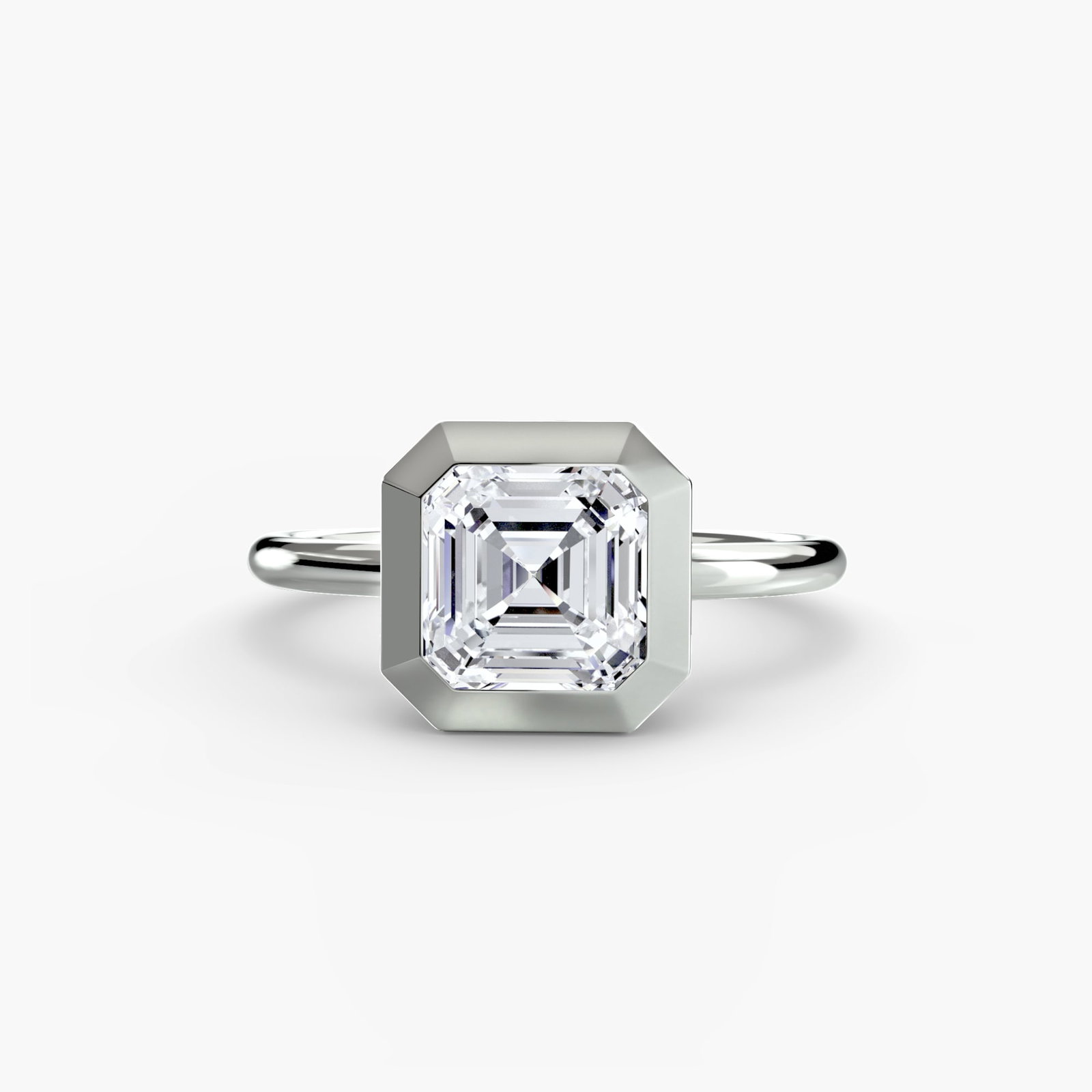Solitaire Asscher 950 Platinum Ring Setting - 2