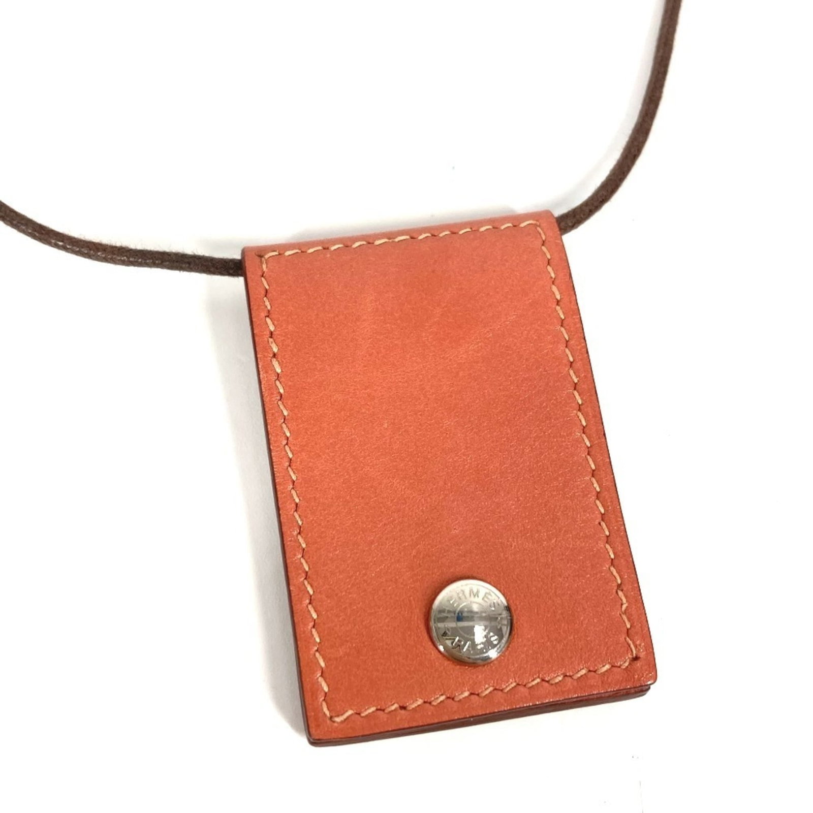 Women's Pink Leather Hermes Necklace Accessory Pendant Photo Case (1 of 8)