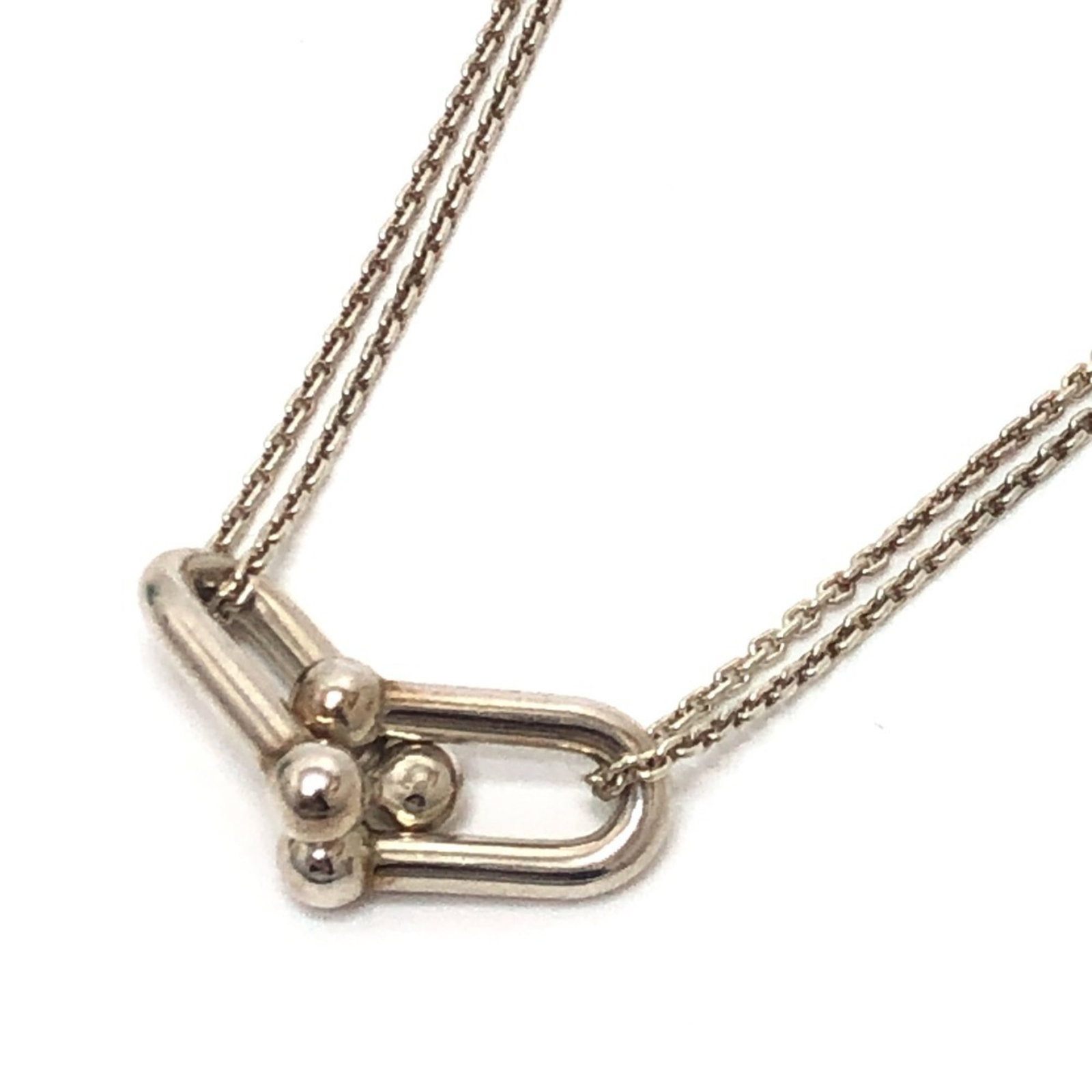 TIFFANY & Co. Tiffany SV925 Hardware Double Link Pendant Necklace for Women in Silver (1 of 11)