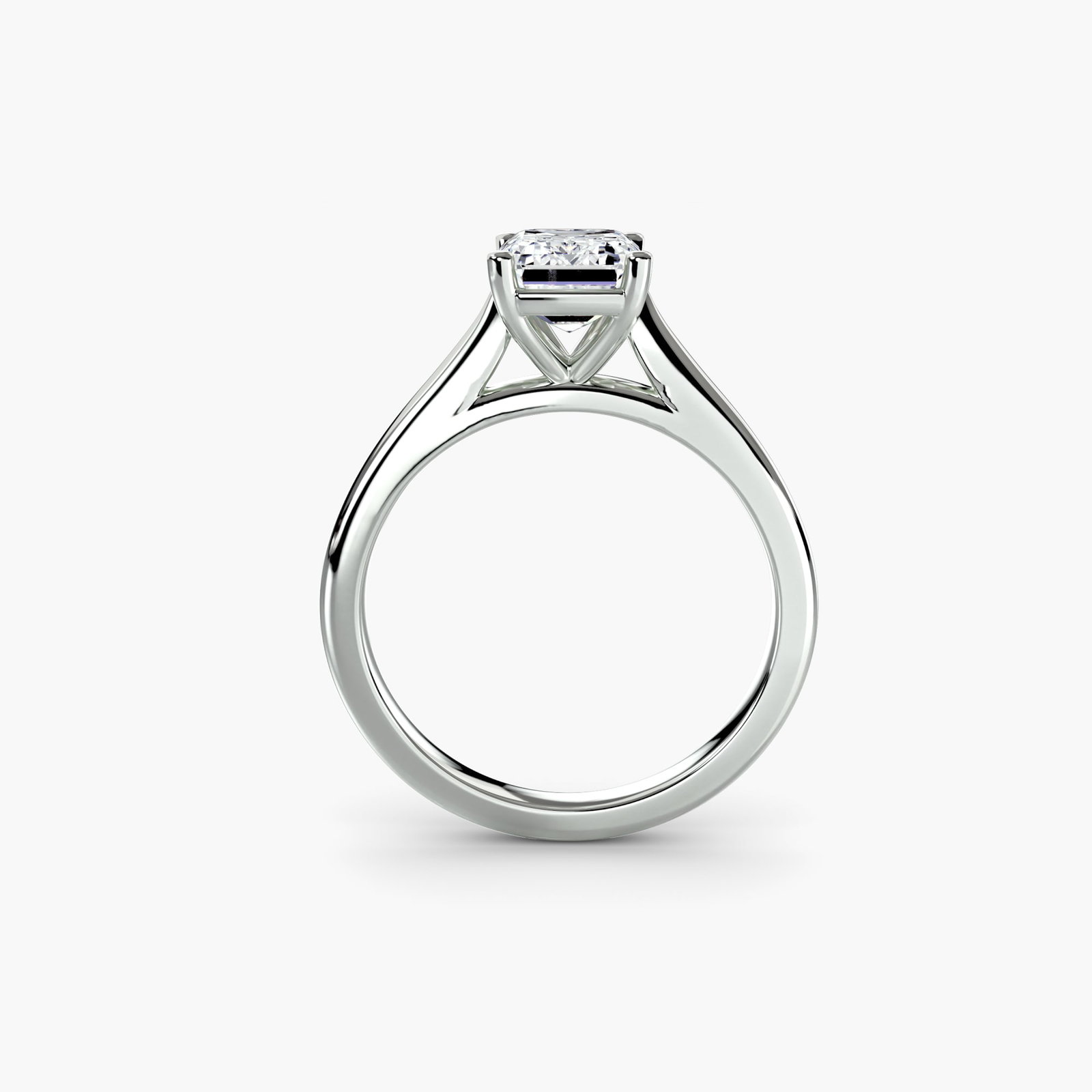 Solitaire Emerald 14Kt White Gold Ring Setting: Solitaire Emerald 14Kt White Gold Ring Setting Elegant simplicity is at the heart of this 14Kt White Gold Solitaire Ring Setting, featuring a slender band with a subtle width of 2. A new setting for
