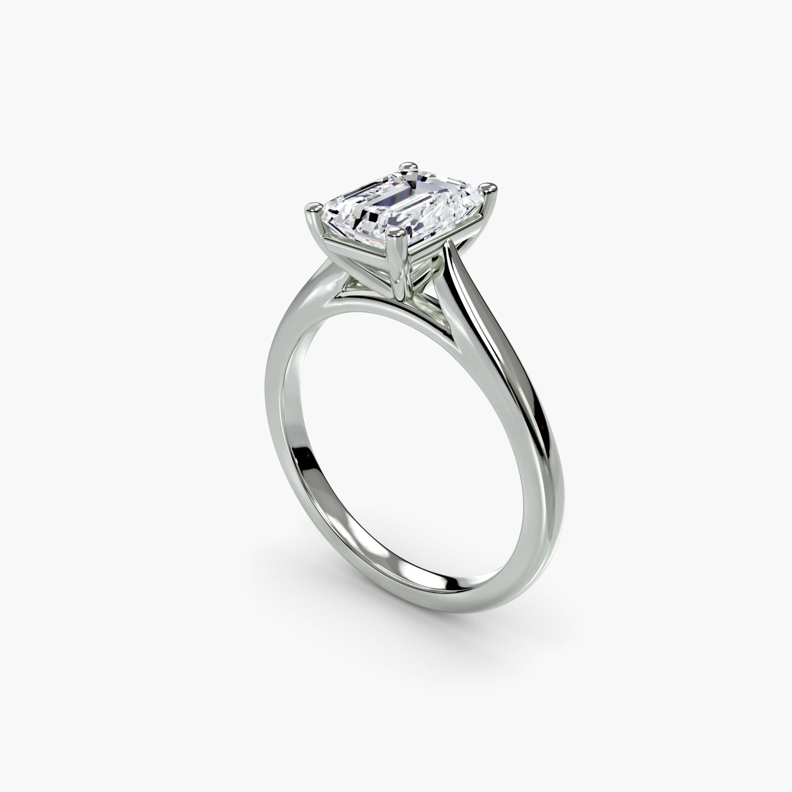 Solitaire Emerald 14Kt White Gold Ring Setting - 5