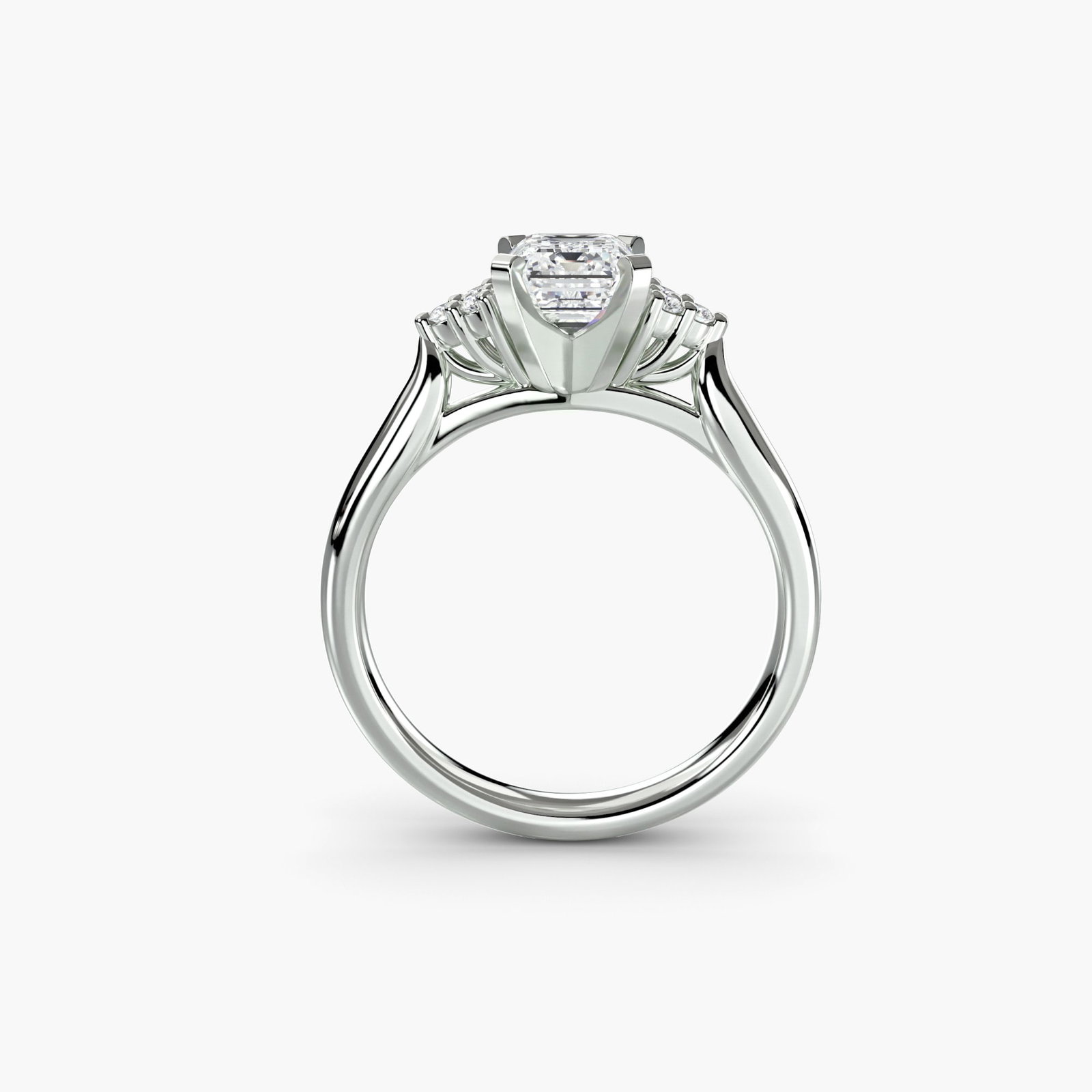 Solitaire Emerald 14Kt White Gold Ring Setting - 4
