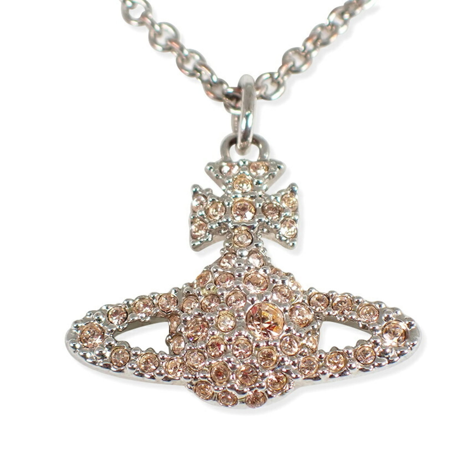 Vivienne Westwood Rhinestone Orb Necklace: Vivienne Westwood Rhinestone Orb Necklace A statement piece for the fashion-forward woman, this Vivienne Westwood Rhinestone Orb Necklace boasts intricate details and a touch of glamour with its