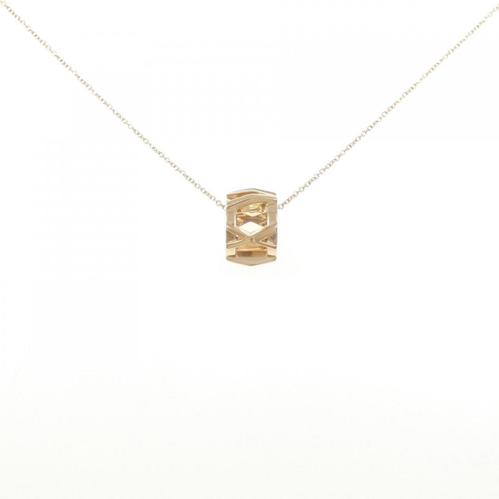 Tiffany Atlas necklace is open.: Tiffany Atlas necklace is open. A stunning 18K pink gold Tiffany Atlas necklace pendant is available for purchase. With its intricate design and elegant size (13.7mm x 8.5mm), this necklace makes a be