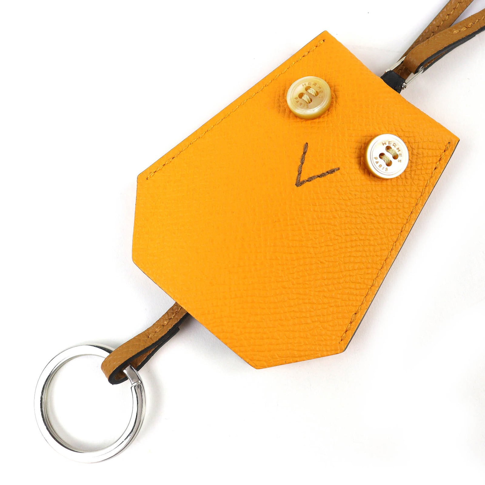 HERMES Petit H Ybton Clochette Veau Epsom Jaune d'Or Biscuit Necklace with Box, Made in France,: HERMES Petit H Ybton Clochette Veau Epsom Jaune d'Or Biscuit Necklace with Box, Made in France, Elevate your elegance with this exquisite Hermes Petit H Ybton Clochette Veau Epsom Jaune d'Or Biscuit