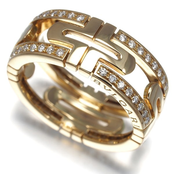 Bvlgari Ring Diamond Newparentesi Eu54 18K 750 Yellow Gold: Bvlgari Ring Diamond Newparentesi Eu54 18K 750 Yellow Gold A stunning 18k yellow gold ring from Bvlgari's New Parentesi collection, featuring a natural diamond at its centre. This beautiful piece is