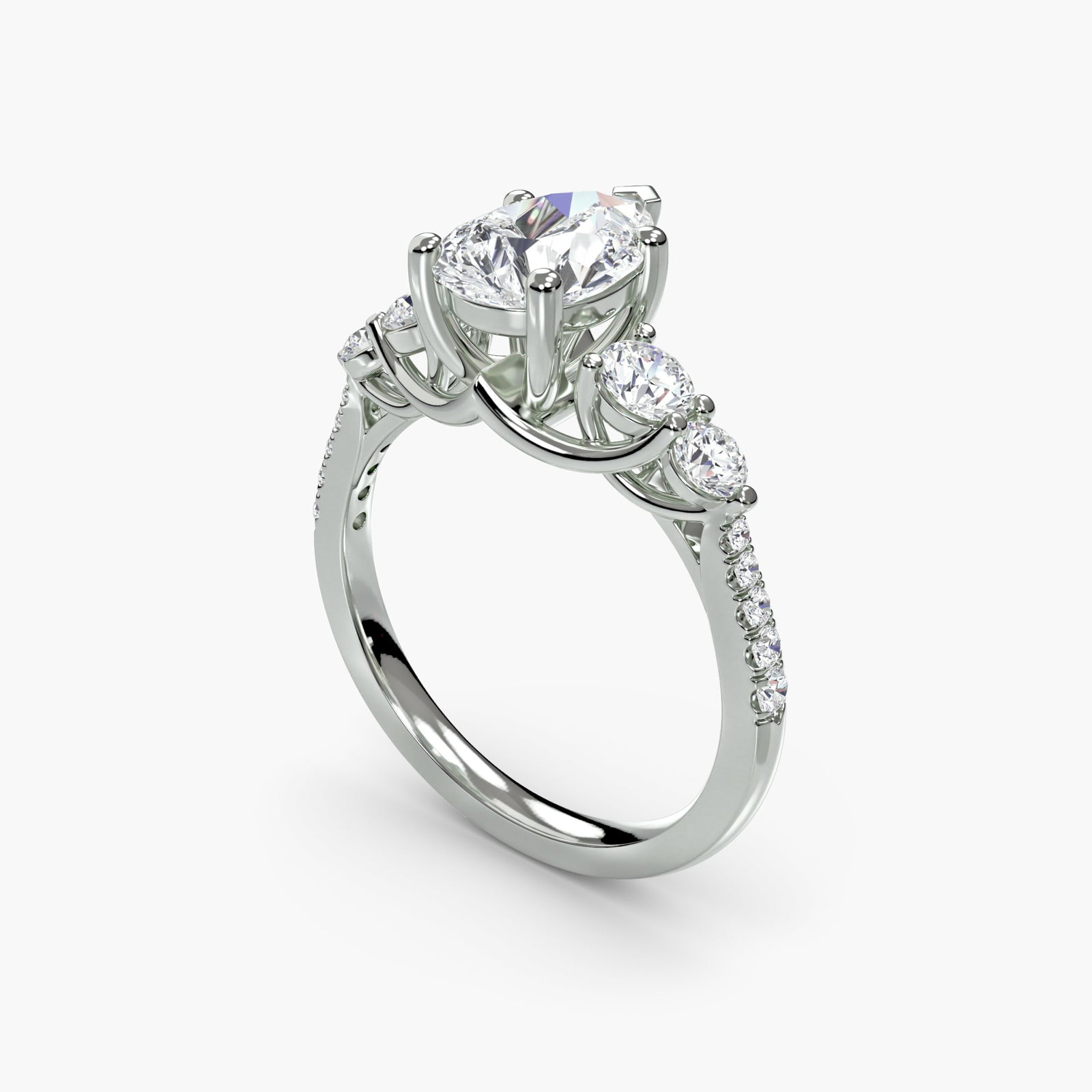 Pave Pear 950 Platinum Ring Setting - 5