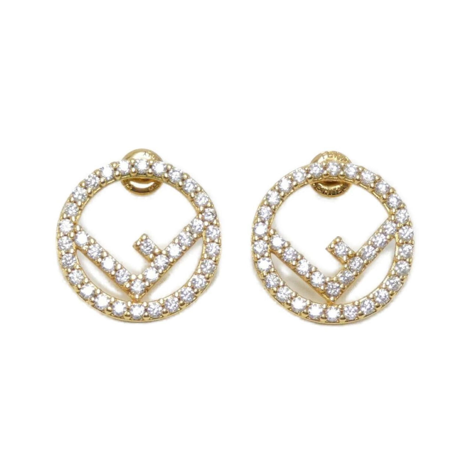 Fendi Stud Earrings: Fendi Stud Earrings Elegant and sophisticated, these Fendi Stud Earrings showcase clear stones set in a sleek design. With their 18mm diameter and sturdy construction, they make a statement accessory