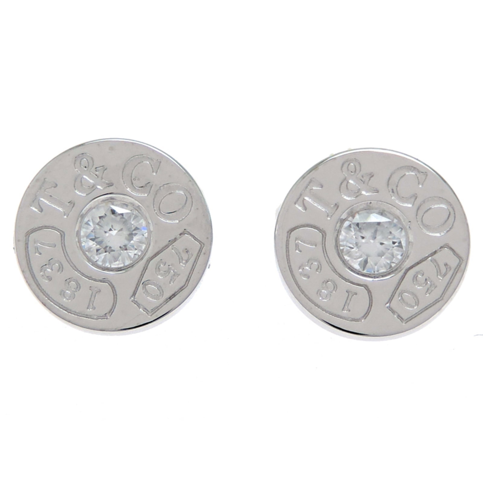 Tiffany white gold stud earrings: Tiffany white gold stud earrings Elegant Tiffany white gold stud earrings with a 8.10mm x 8.10mm diamond set in an 18K white gold setting, offering a touch of sophistication to any outfit. With some