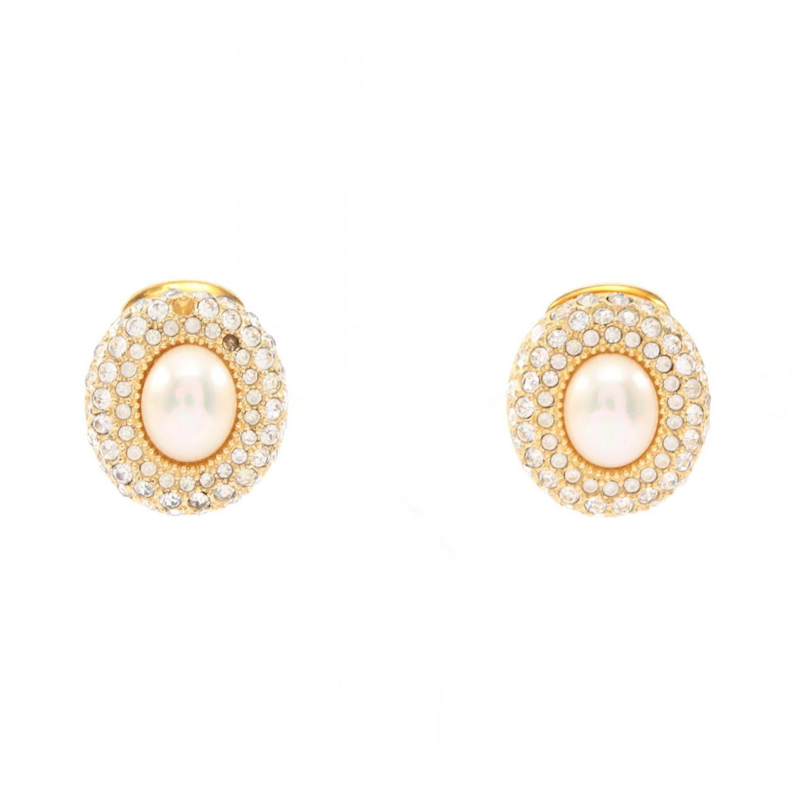 Christian Dior Clip Earrings Gold, Rhinestone: Christian Dior Clip Earrings Gold, Rhinestone Elevate your everyday look with these iconic Christian Dior clip earrings, featuring 18k gold and rhinestone details that catch the light. The classic