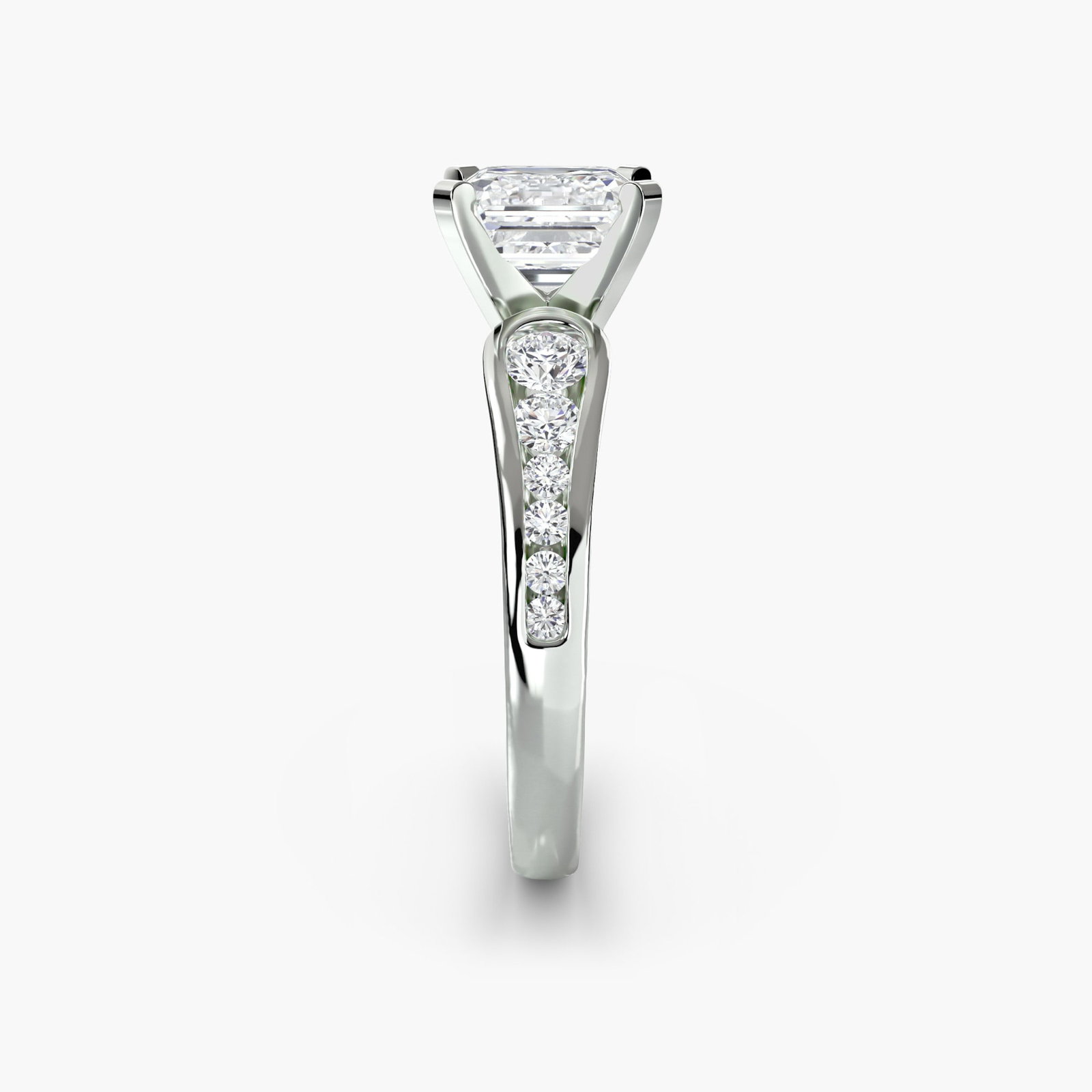 Pave Asscher 950 Platinum Ring Setting - 3