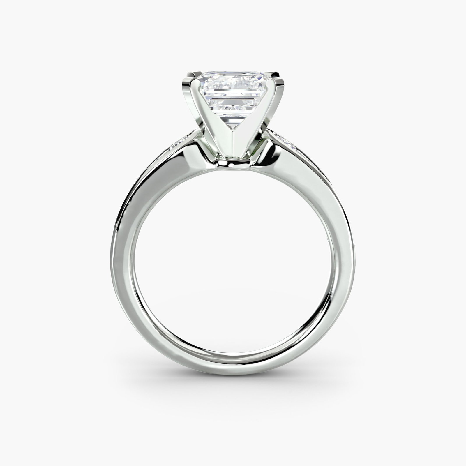 Pave Asscher 950 Platinum Ring Setting - 4
