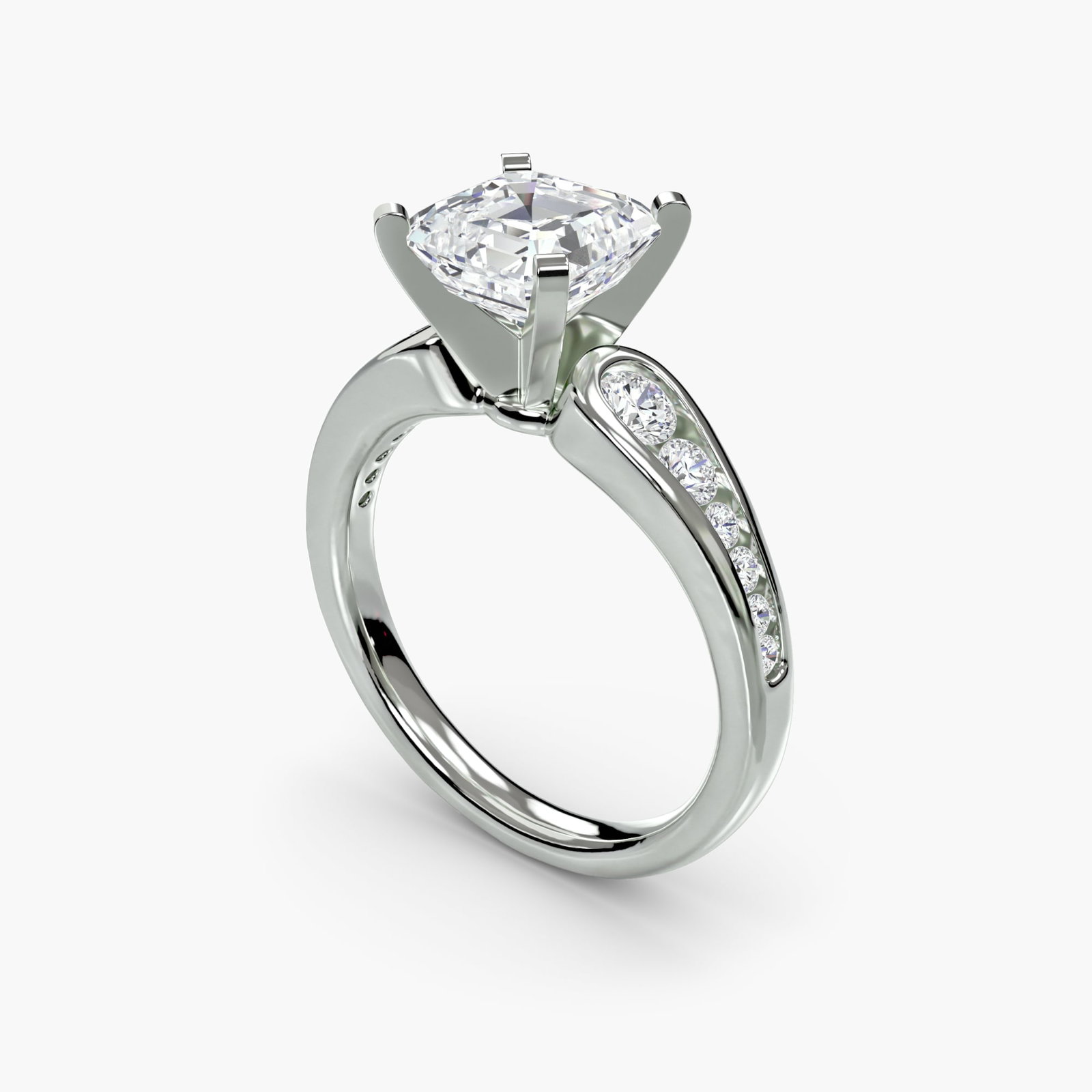 Pave Asscher 950 Platinum Ring Setting - 5