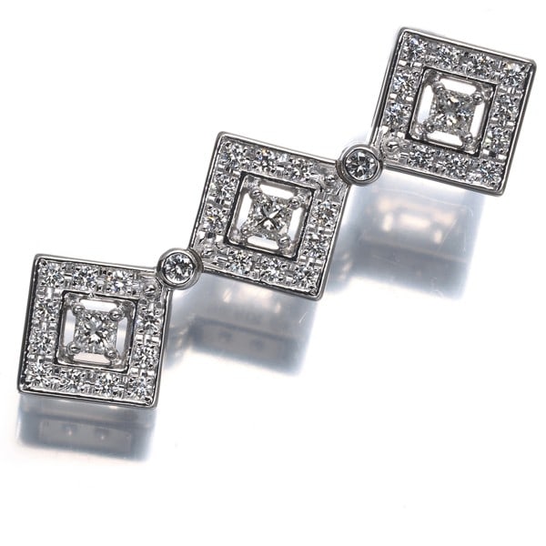 White Gold 2Way Princess Cut 0.53ct 18k Diamond Pendant (1 of 7)