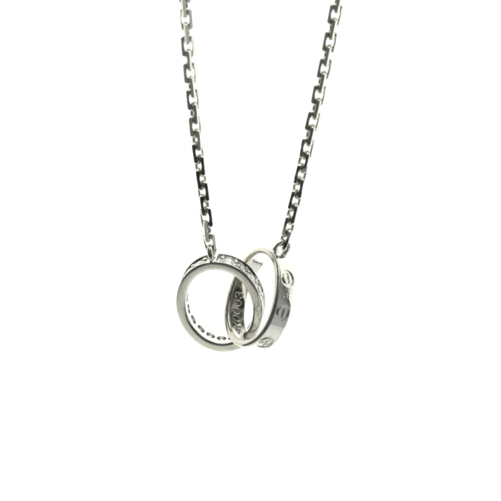 Cartier Baby Love Necklace Diamond White Gold (18K) Diamond Women, Men Fashion Pendant Necklace: Cartier Baby Love Necklace Diamond White Gold (18K) Diamond Women, Men Fashion Pendant Necklace A sleek and sophisticated Cartier Baby Love Necklace in 18K white gold, featuring a stunning diamond
