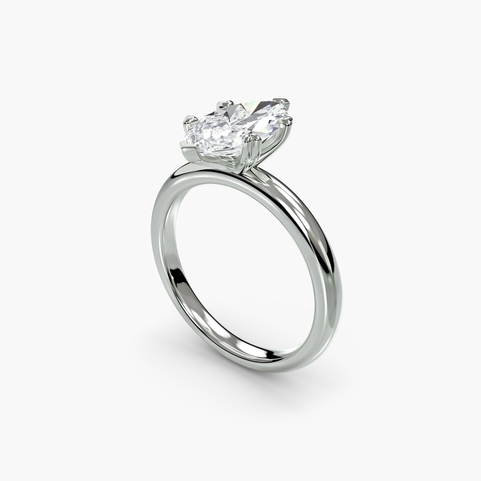 Solitaire Marquise 950 Platinum Ring Setting - 5