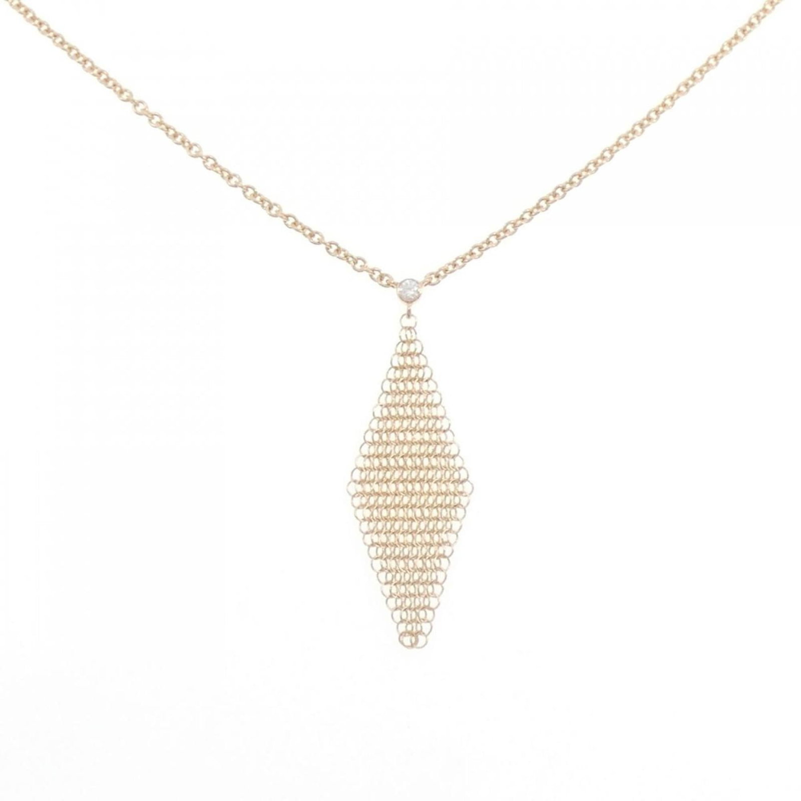 Tiffany Mesh Necklace: Tiffany Mesh Necklace A beautiful 18K pink gold Tiffany Mesh Necklace in excellent condition, featuring a pendant that measures 38.8mm x 12mm and is attached to a chain with a neck circumference of