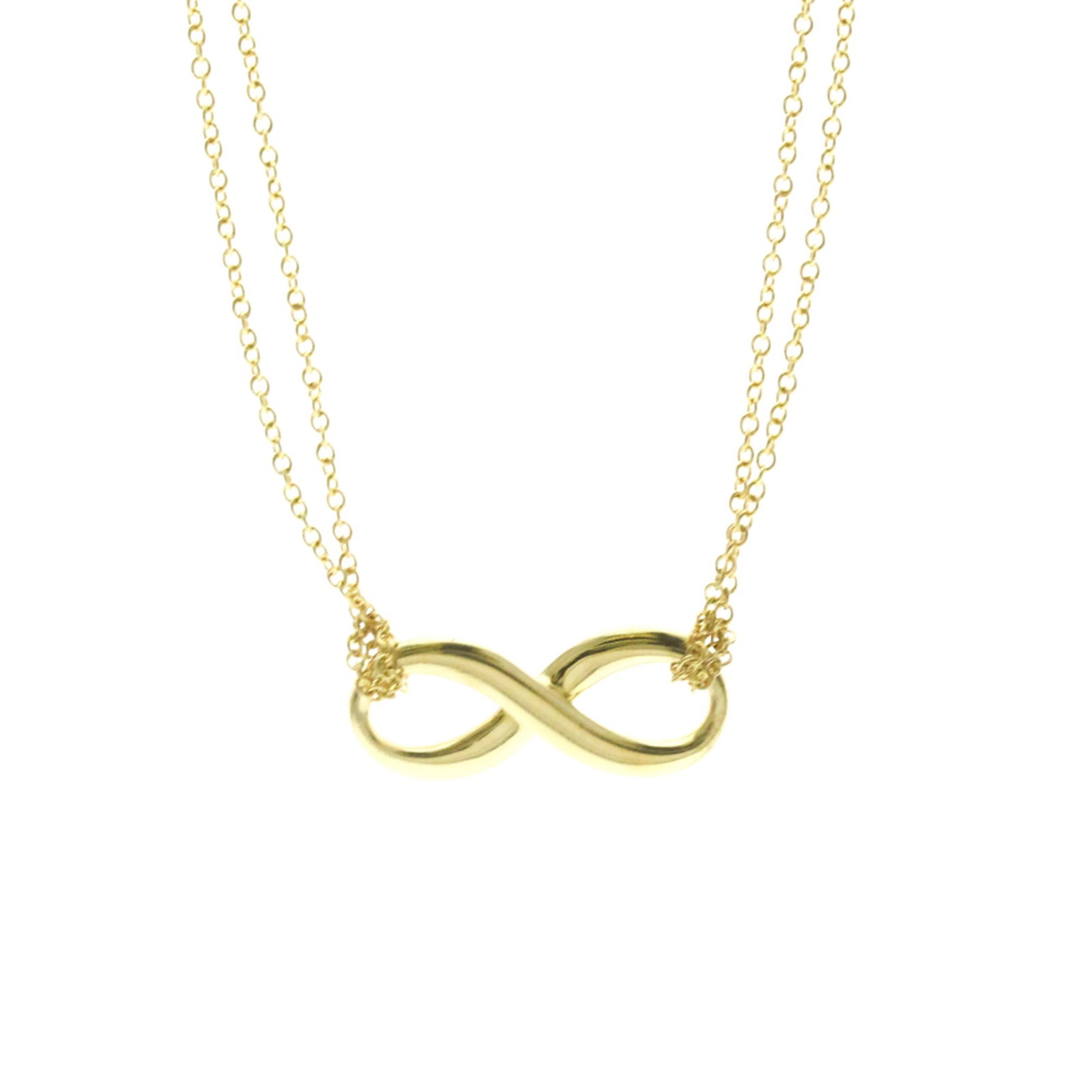Tiffany Infinity Double Chain Necklace Yellow Gold (18K) No Stone Women, Men Fashion Pendant (1 of 11)