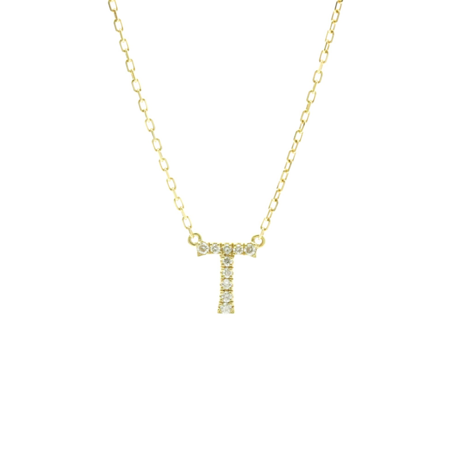 AHKAH Initial "T" Diamond Necklace Yellow Gold (18K) Diamond Men, Women Fashion Pendant Necklace (1 of 13)