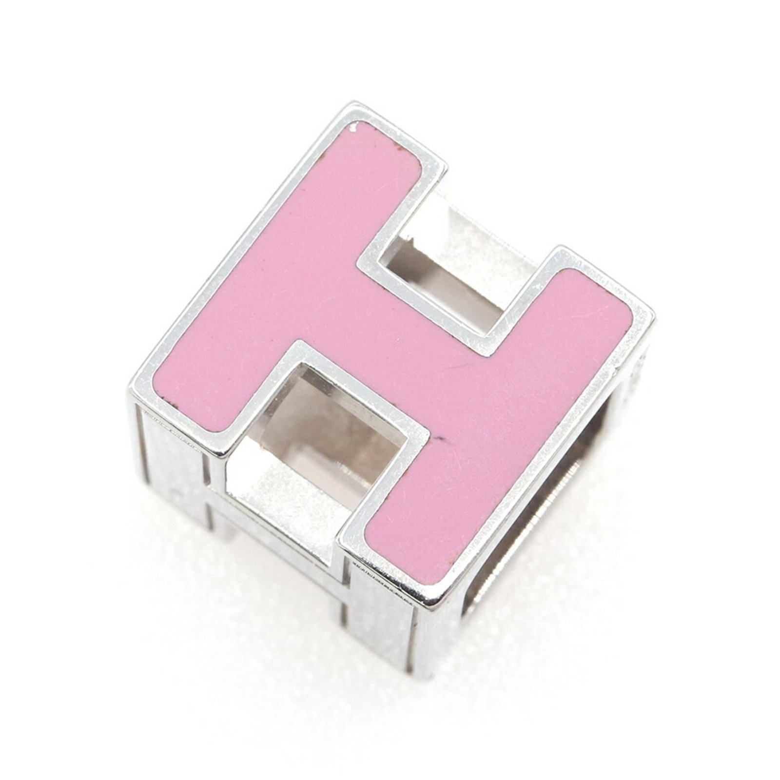 Hermes Cage d'H H-Cube Pendant Top, Pink Silver Metal Enamel Head Necklace for Women (1 of 6)