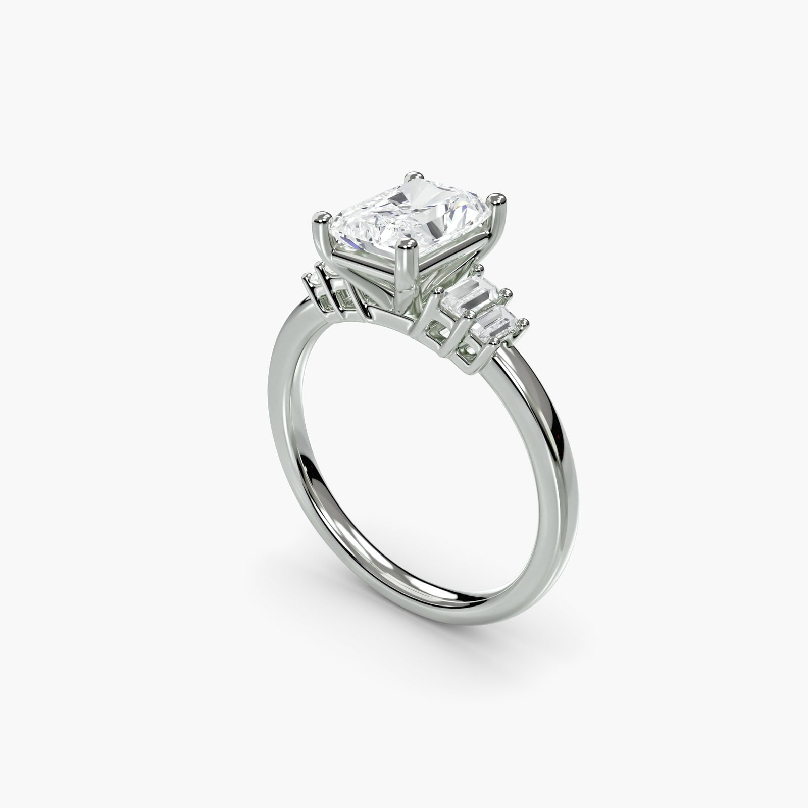 Solitaire Radiant 950 Platinum Ring Setting - 5