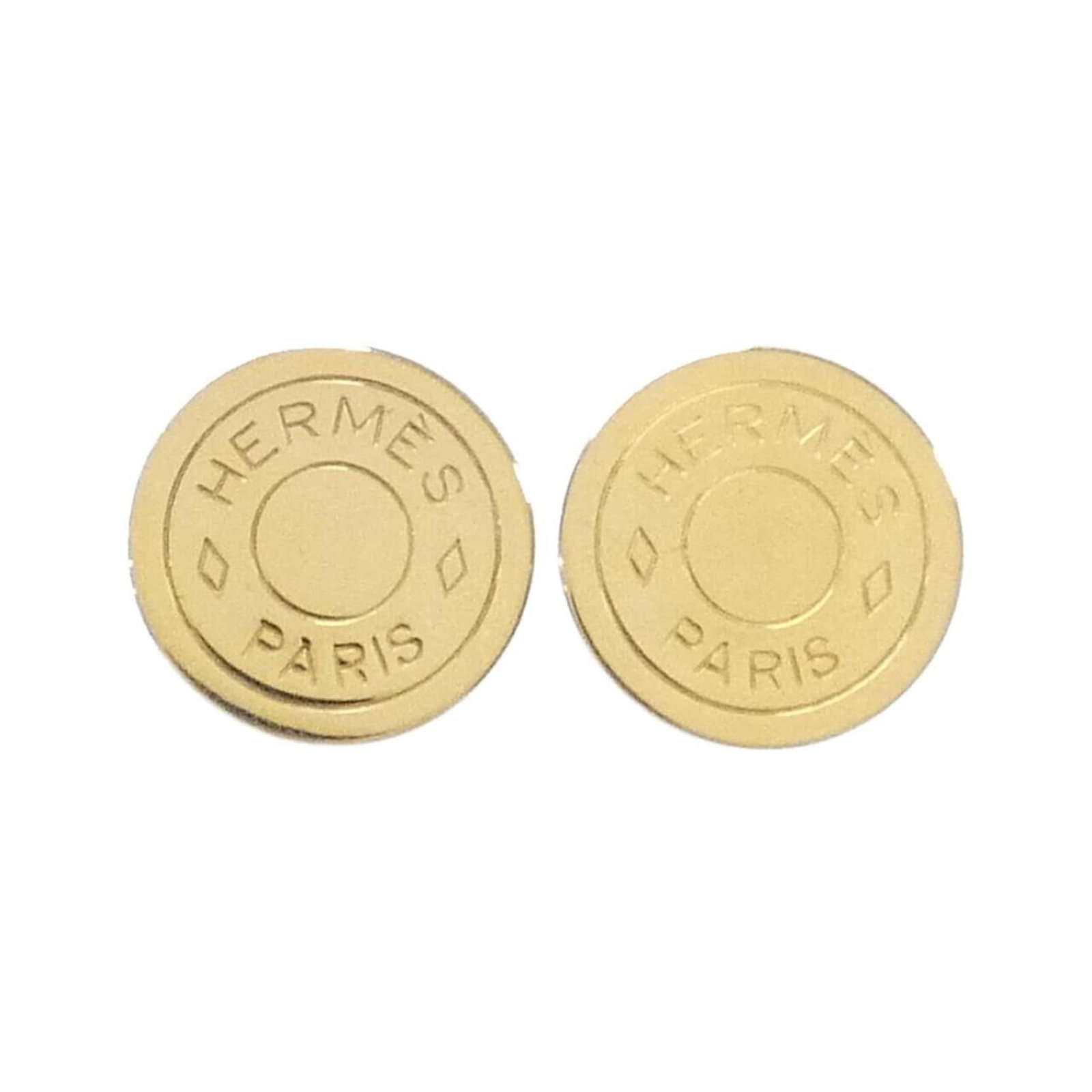 Hermes earrings clip: Hermes earrings clip Authentic Hermes clip earrings in gold, featuring a classic design with a subtle touch of luxury. These earrings have been carefully worn and show some minor signs of usage,