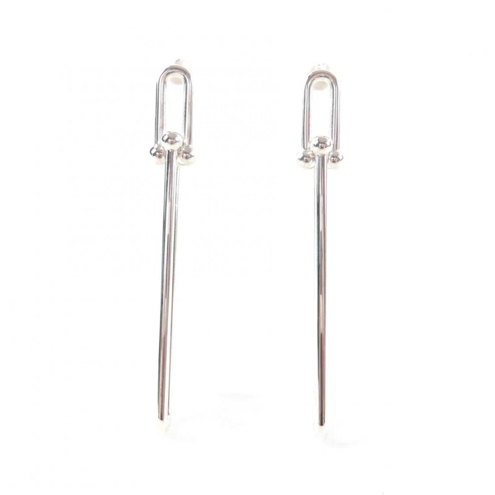 TIFFANY&Co. Tiffany HardWear 925 Double Long Link Earrings, Silver, with Case, Weight 20.2g, Women's (1 of 6)