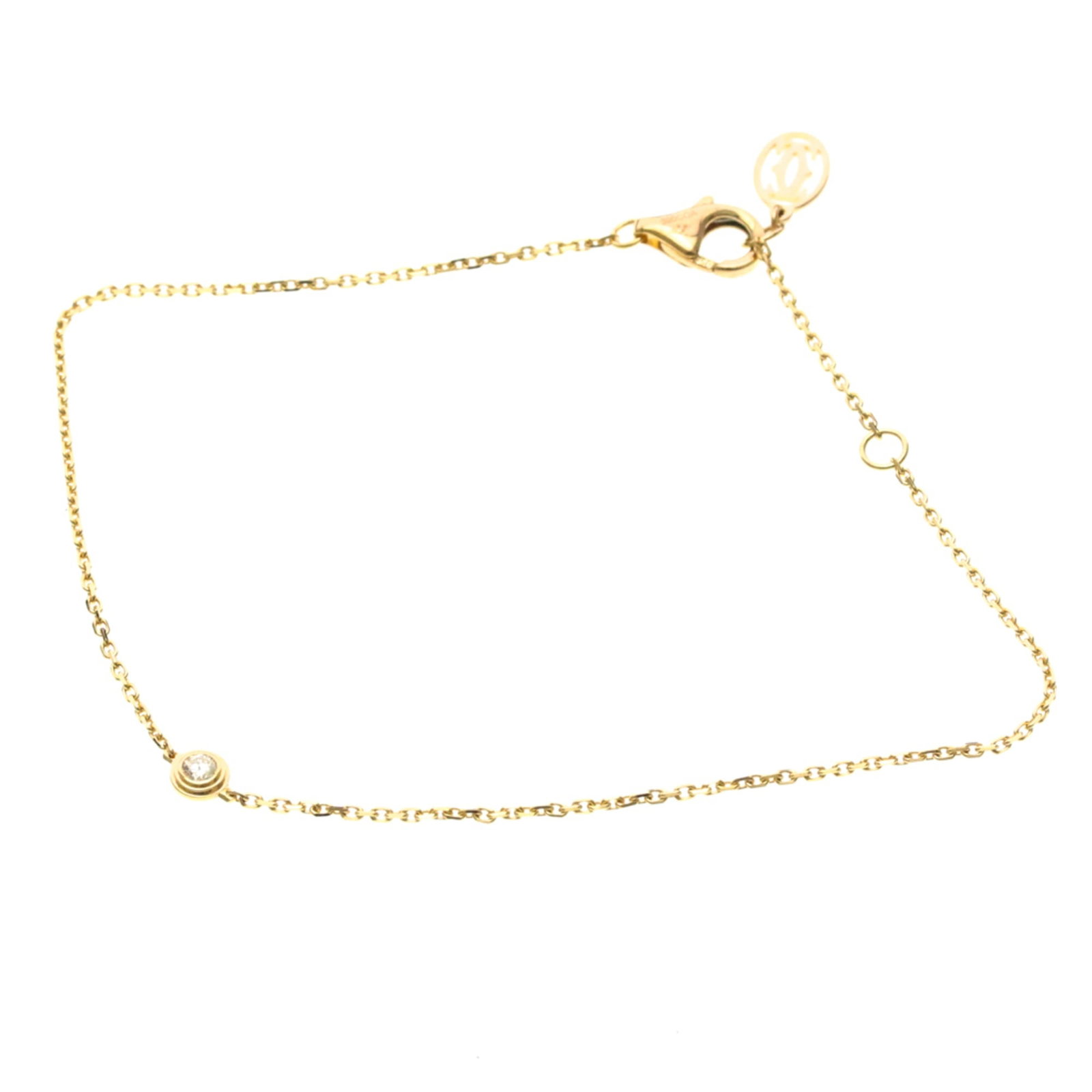 Cartier pink gold charm bracelet: Cartier pink gold charm bracelet A delicate Cartier pink gold charm bracelet adorns the wrist with its 18K pink gold finish and subtle diamond accents, adding a touch of elegance to any outfit. Measur