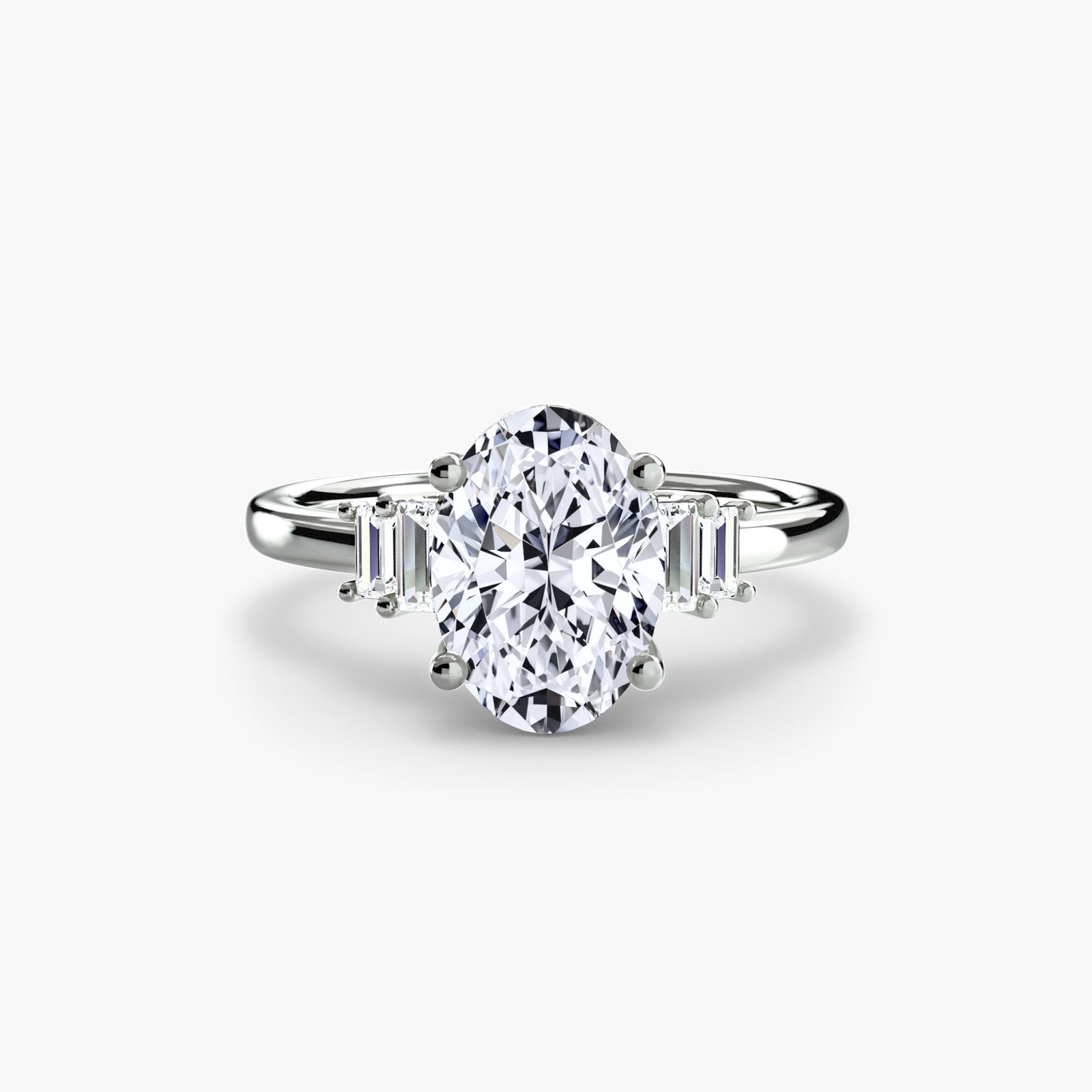 Solitaire Oval 14Kt White Gold Ring Setting - 2