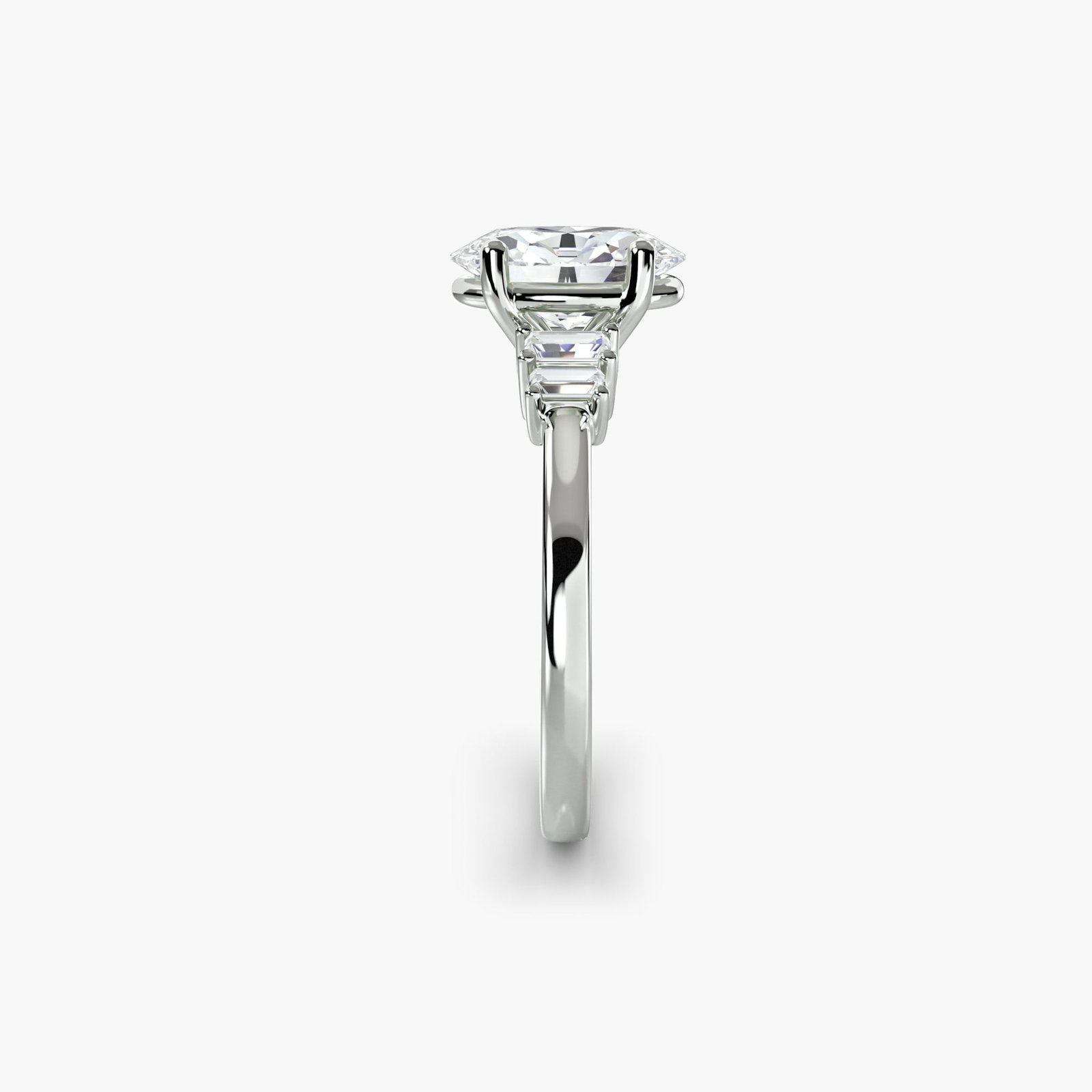 Solitaire Oval 14Kt White Gold Ring Setting - 3