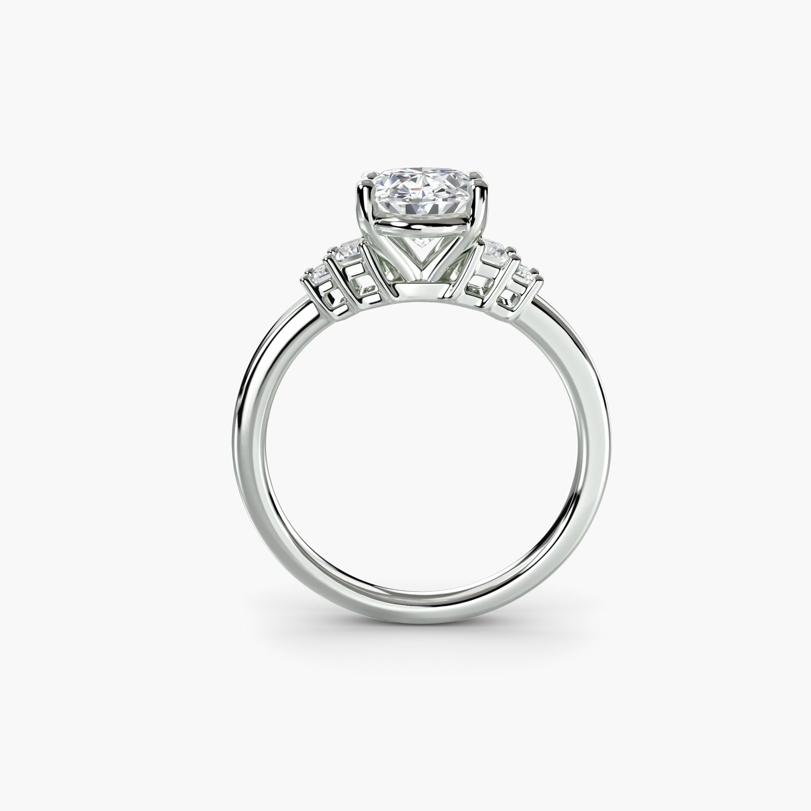 Solitaire Oval 14Kt White Gold Ring Setting - 4