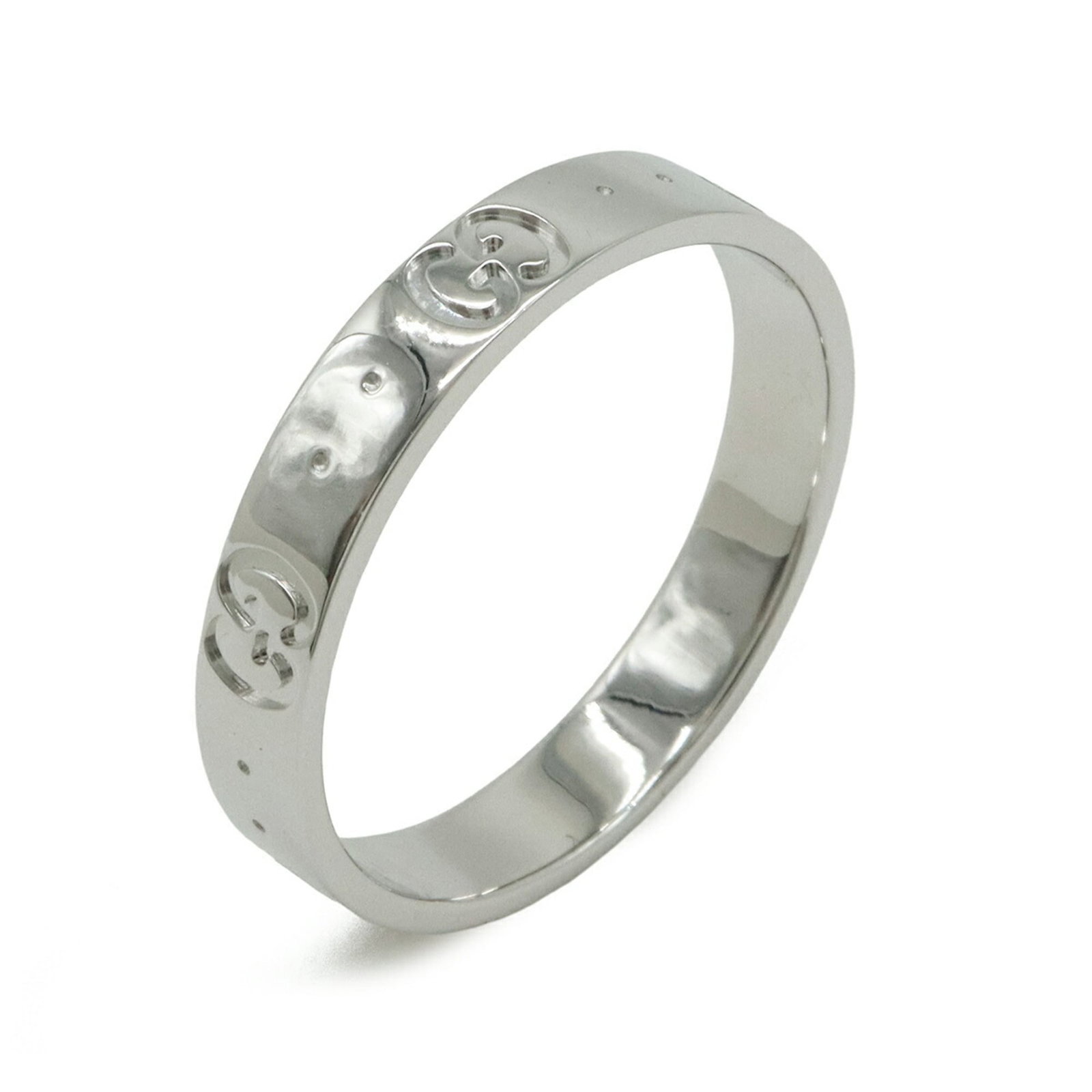 GUCCI Icon Ring GG 18KWG 750WG White Gold #20 (approx. Japanese size 1): GUCCI Icon Ring GG 18KWG 750WG White Gold #20 (approx. Japanese size 1) For sale is a pre-owned Gucci Icon Ring in 18KWG and 750WG white gold, featuring the iconic GG logo. This ring has been worn