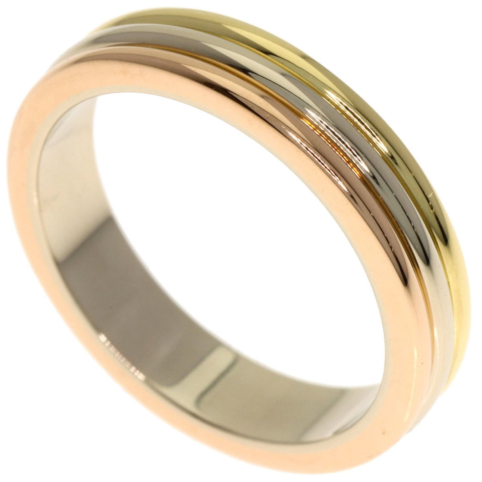Cartier Band Ring Pink Gold (18K), White Gold (18K), Yellow Gold (18K): Cartier Band Ring Pink Gold (18K), White Gold (18K), Yellow Gold (18K) A Cartier band ring in 18K pink gold, white gold, and yellow gold offers a touch of luxury to any outfit. This used ring shows