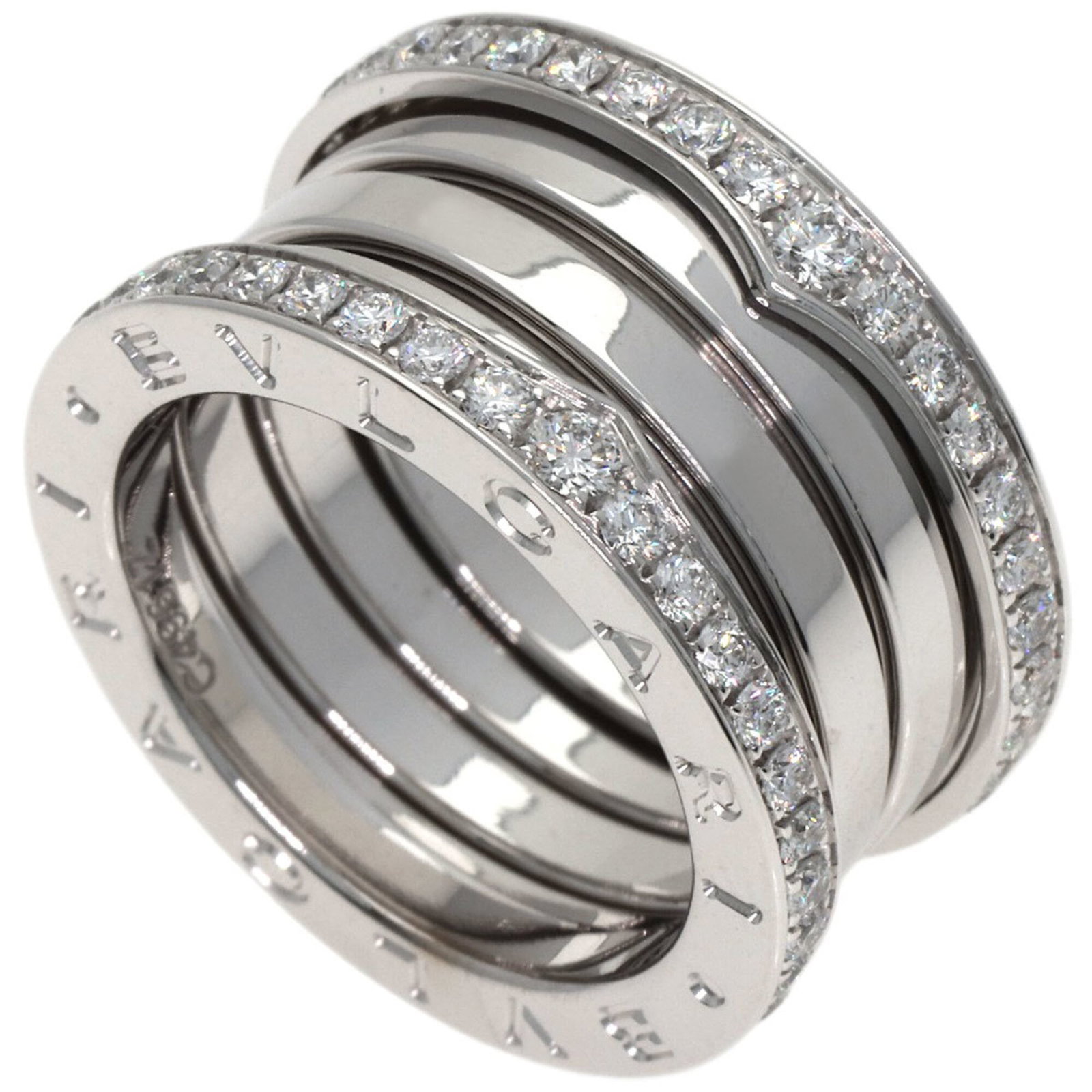 Bvlgari Band Ring White Gold (18K): Bvlgari Band Ring White Gold (18K) A sleek Bvlgari band ring in 18K white gold, this elegant accessory adds a touch of sophistication to any outfit. With its classic design and high-quality materials,