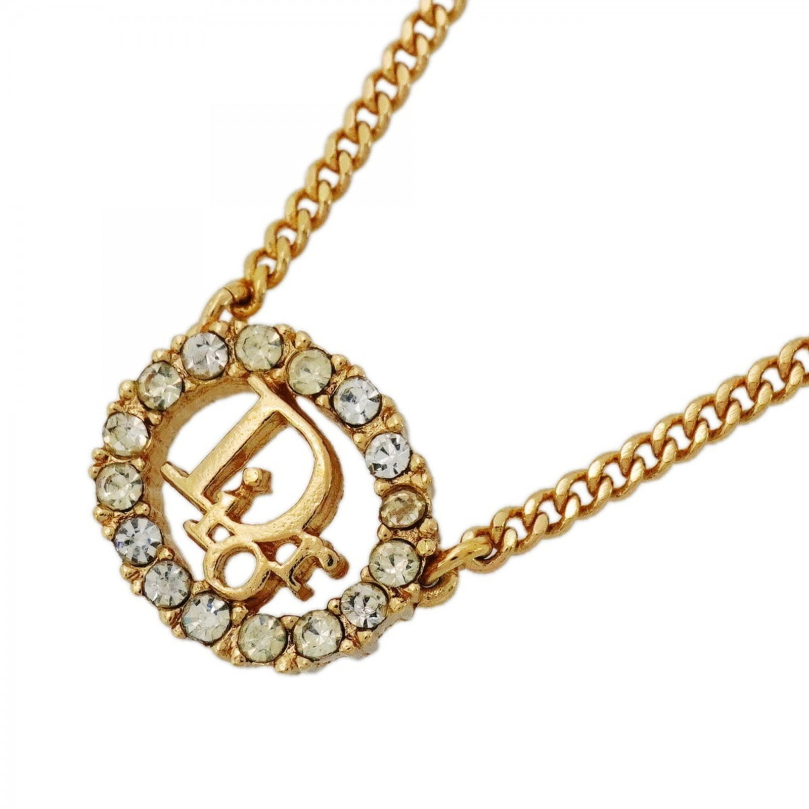 Christian Dior Necklace, Oval, GP Plated, Rhinestone, Gold, Women's: Christian Dior Necklace, Oval, GP Plated, Rhinestone, Gold, Women's Elevate your style with this stunning Christian Dior necklace, featuring an oval pendant adorned with rhinestones and gold plating.