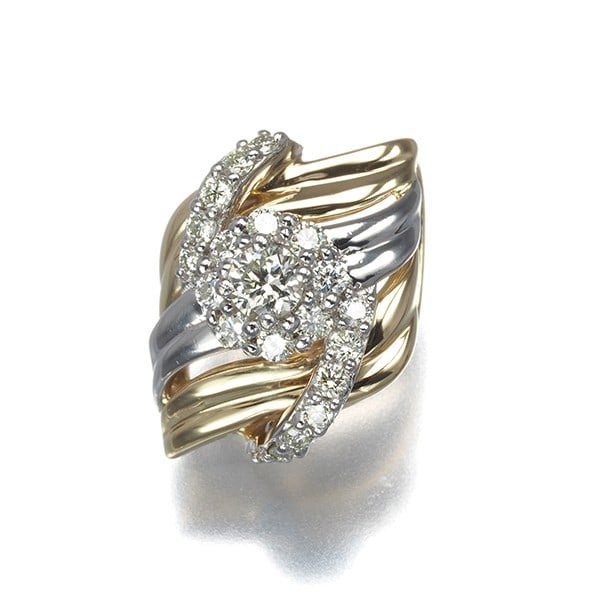 Gstv Pendant Diamond 0.25Ct Bicolor 18K 750 Yellow Gold/ 950 Platinum (1 of 4)