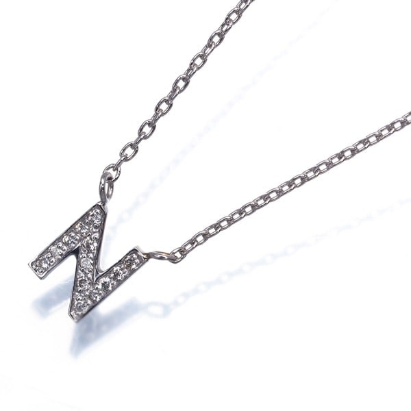 Star Jewelry Necklace Diamond 0.04Ct Alphabet Initial N 18K Wg: Star Jewelry Necklace Diamond 0.04Ct Alphabet Initial N 18K Wg A delicate 18k white gold necklace from STAR JEWELRY showcases a stunning 0.04ct natural diamond pendant in the shape of an alphabet