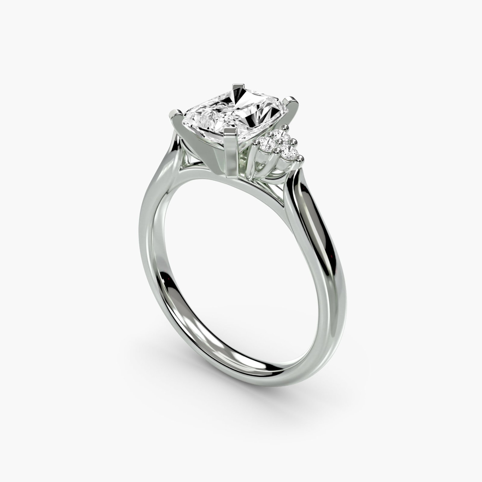 Solitaire Radiant 950 Platinum Ring Setting - 5