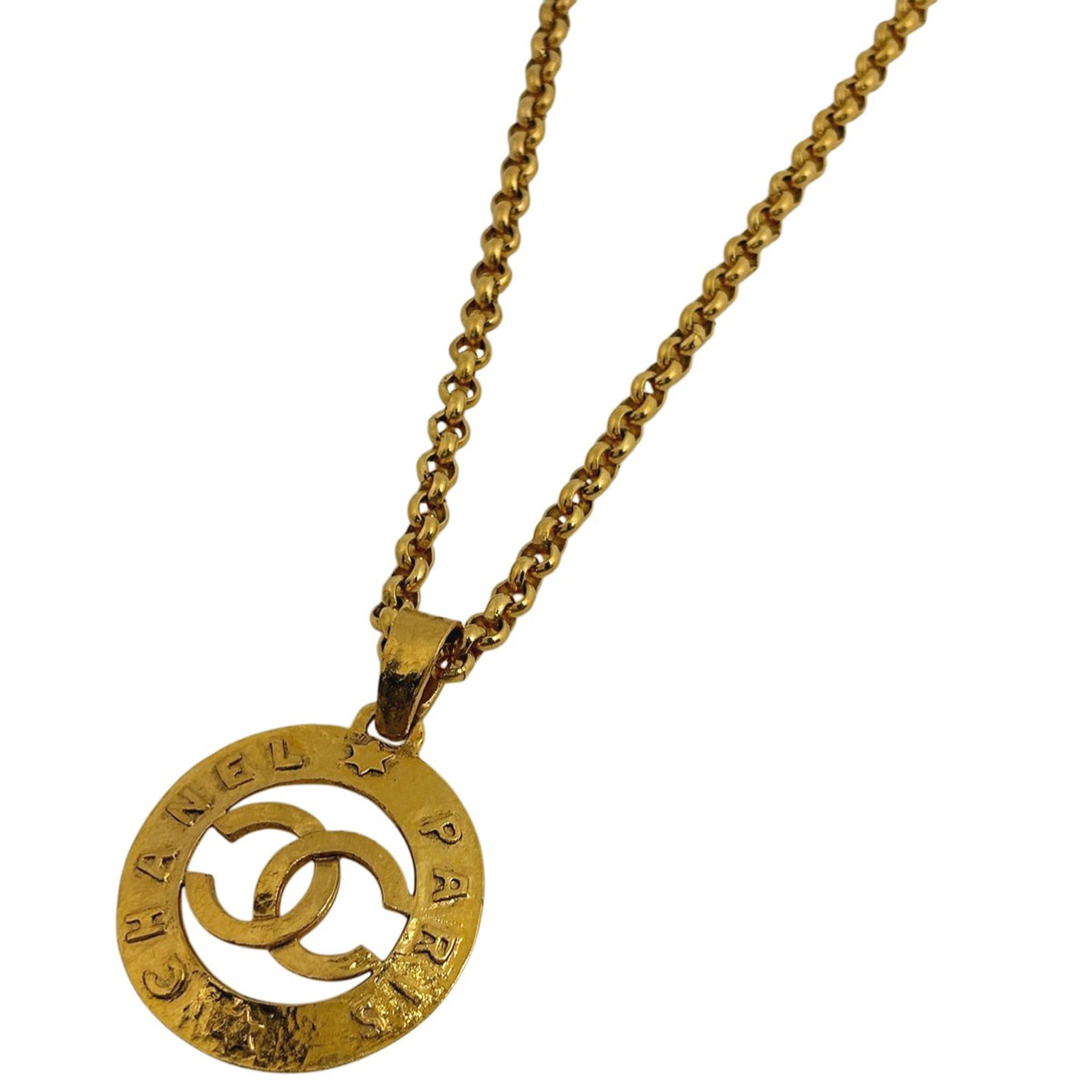 Chanel Coco Mark Chain Necklace, Round, Long, GP Gold, Women's: Chanel Coco Mark Chain Necklace, Round, Long, GP Gold, Women's A timeless piece from Chanel, this Round Coco Mark Chain Necklace boasts a striking gold finish and elegant design. Measuring 79.5 cm in