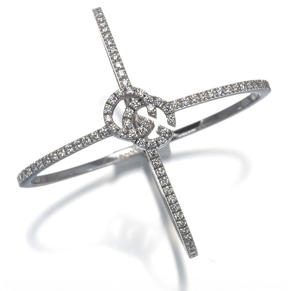 Gucci Ring Diamond Gg Running Us7.25 18K 750 White Gold (1 of 5)