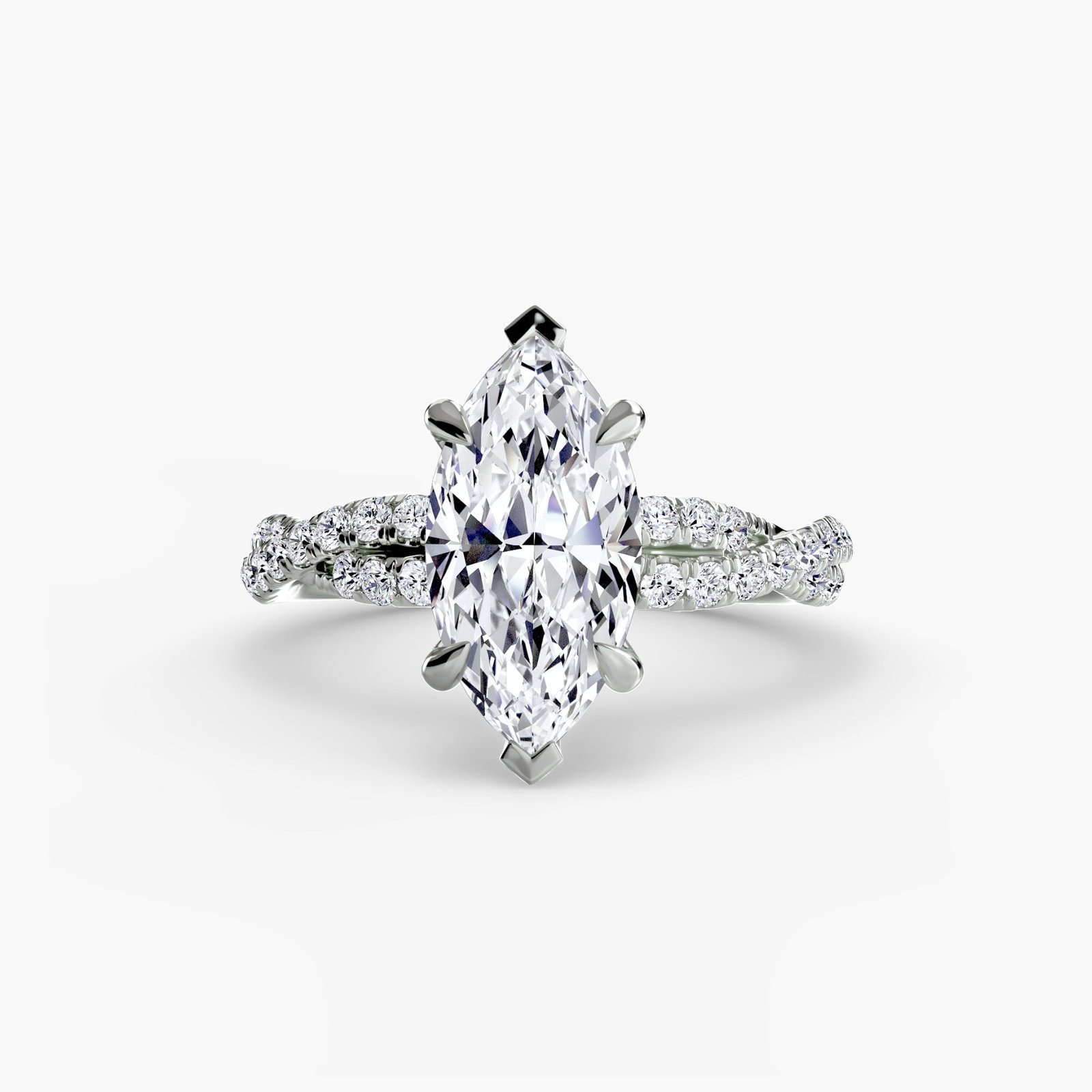 Pave Marquise 950 Platinum Ring Setting - 2
