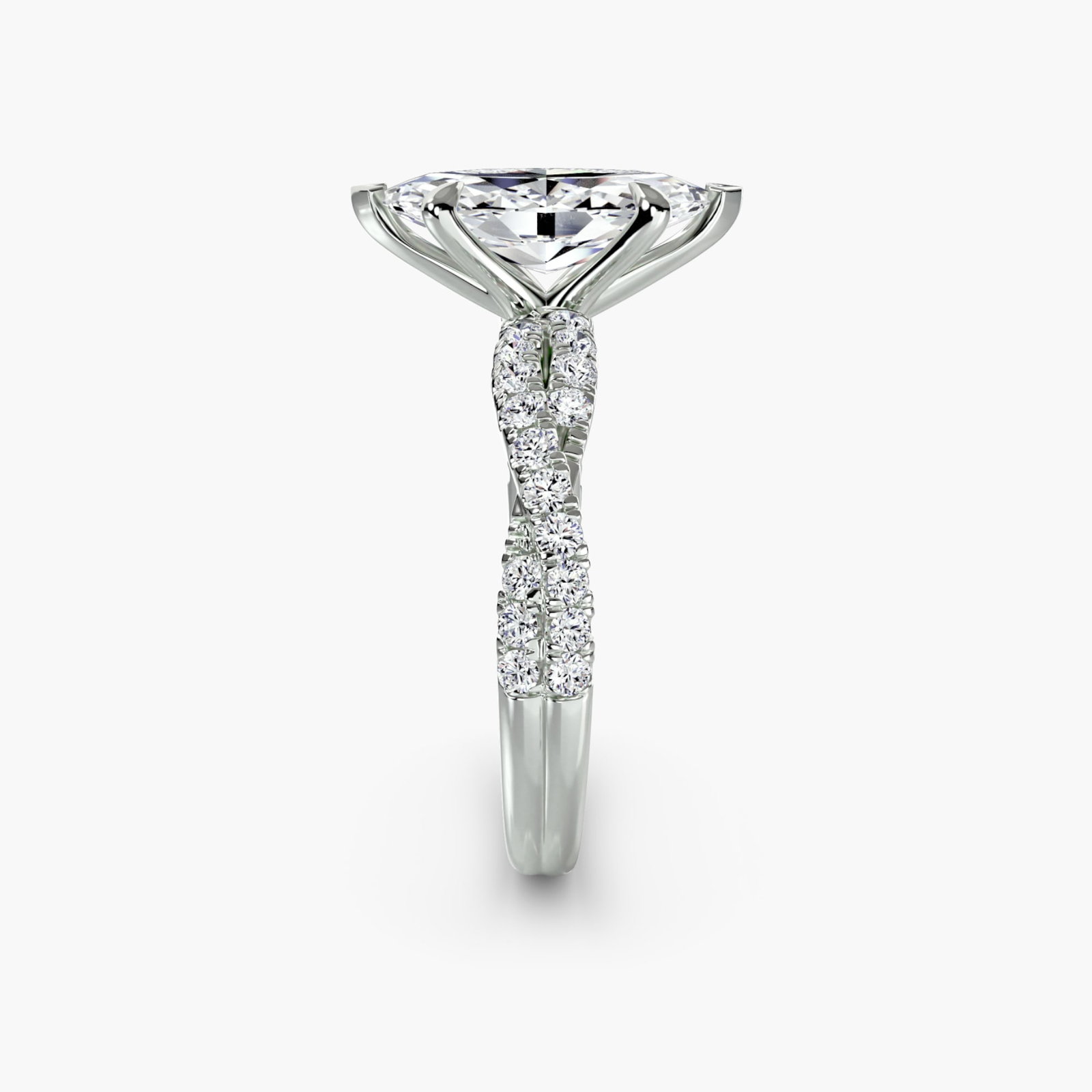 Pave Marquise 950 Platinum Ring Setting - 3