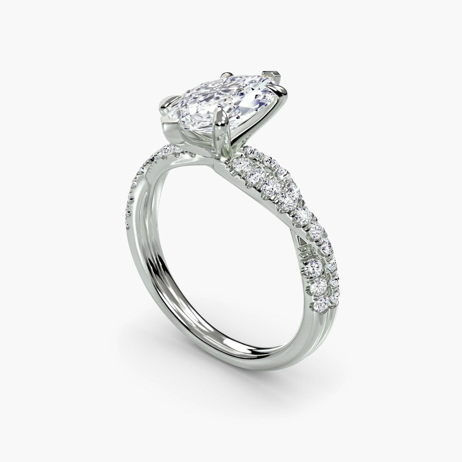 Pave Marquise 950 Platinum Ring Setting - 5